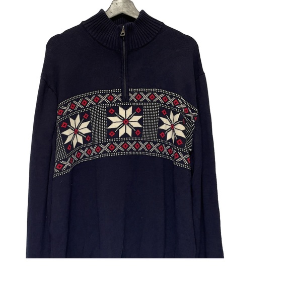 Vintage Weatherproof Holiday Knit Sweater quarter zip navy - Picture 2 of 6